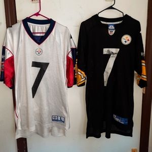 Steelers Jerseys Big Ben Roethlisberger 7 Reebok White and Black Men Jerseys